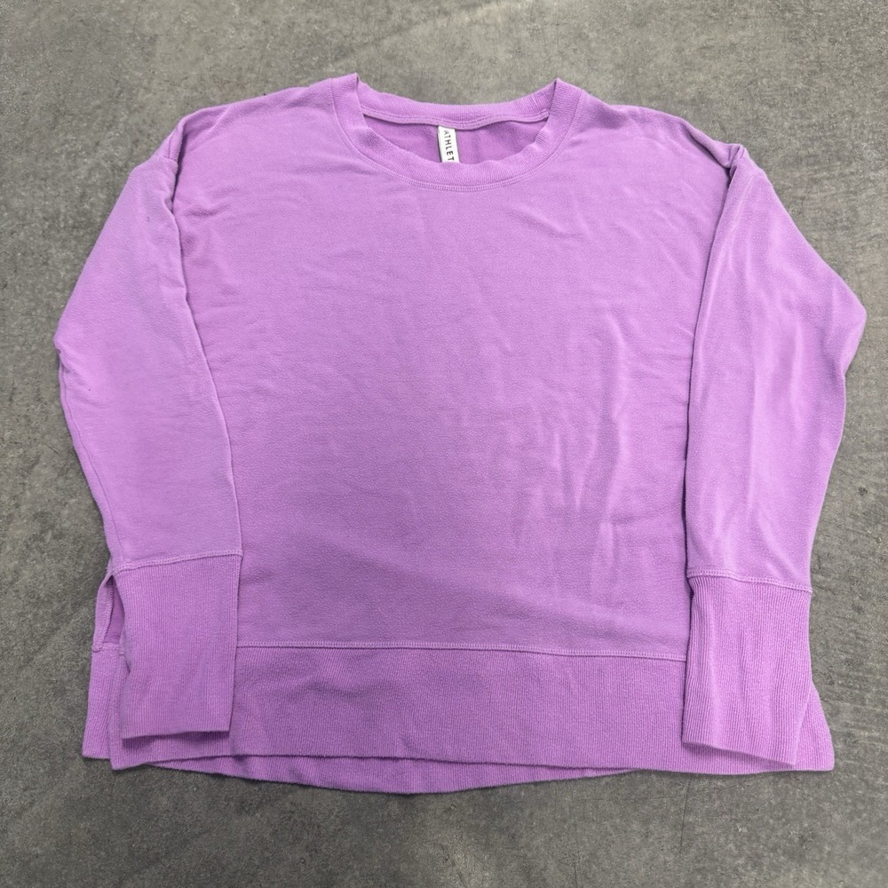Women's Athleta Purple Oversized Split Hem Crew Sweatshirt Modal Blend Medium